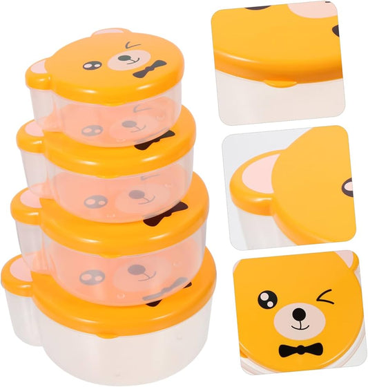 CARTOON TEDDY-BEAR 4 IN 1 PLASTIC SNACK LUNCH PLATE