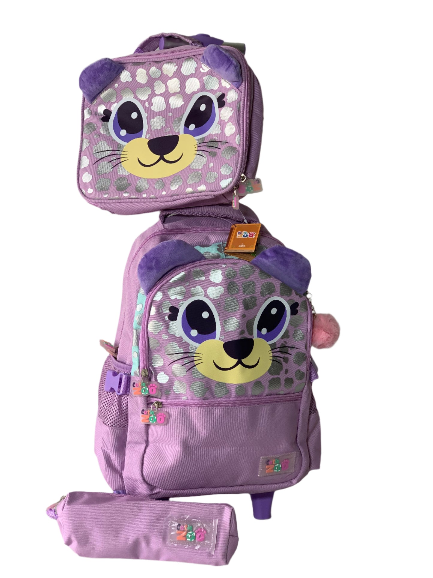 CUTIE ZOO TROLLEY BAG PACK WITH LUNCH BAG 4-8YRS