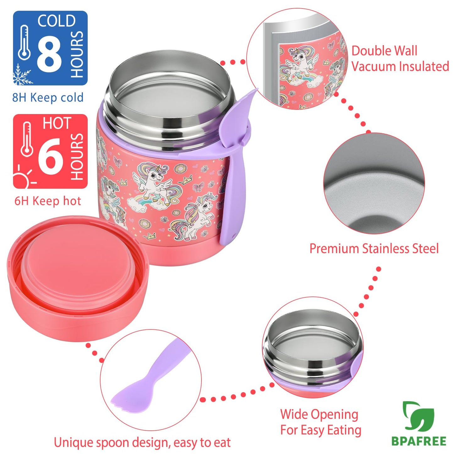 FUNTAINER FOOD FLASK 290ML(mermaid design)