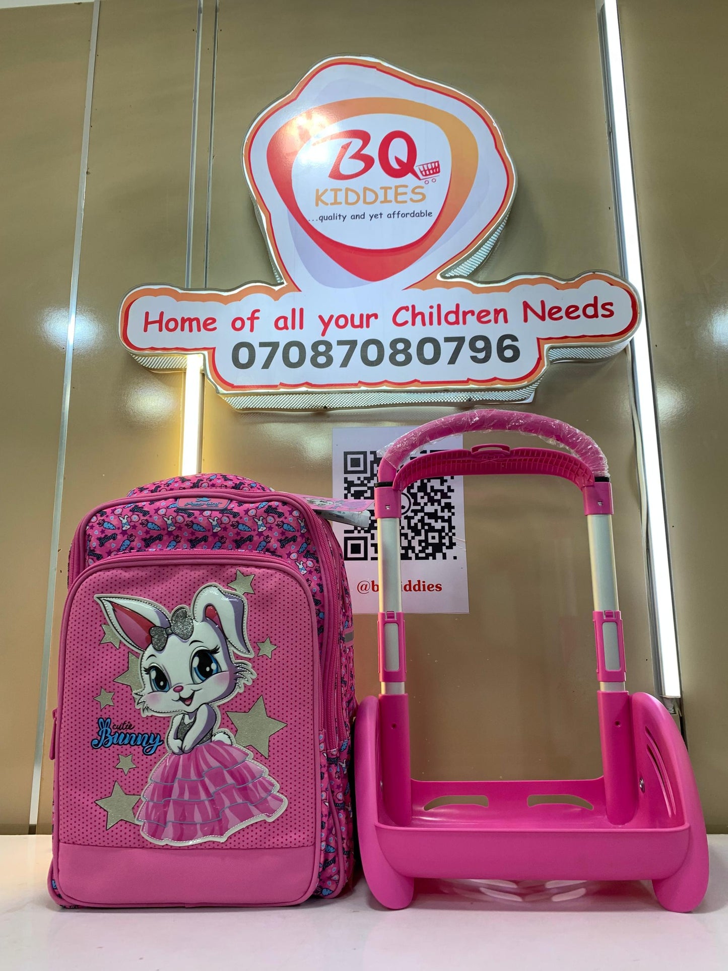 18 Inches Removable Glossy Bird Trolley Bag Crown Princess Bunny Pink