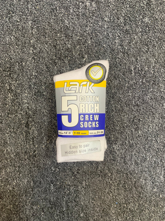 LARK COTTON RICH CREW SOCKS (WHITE 5 IN 1)