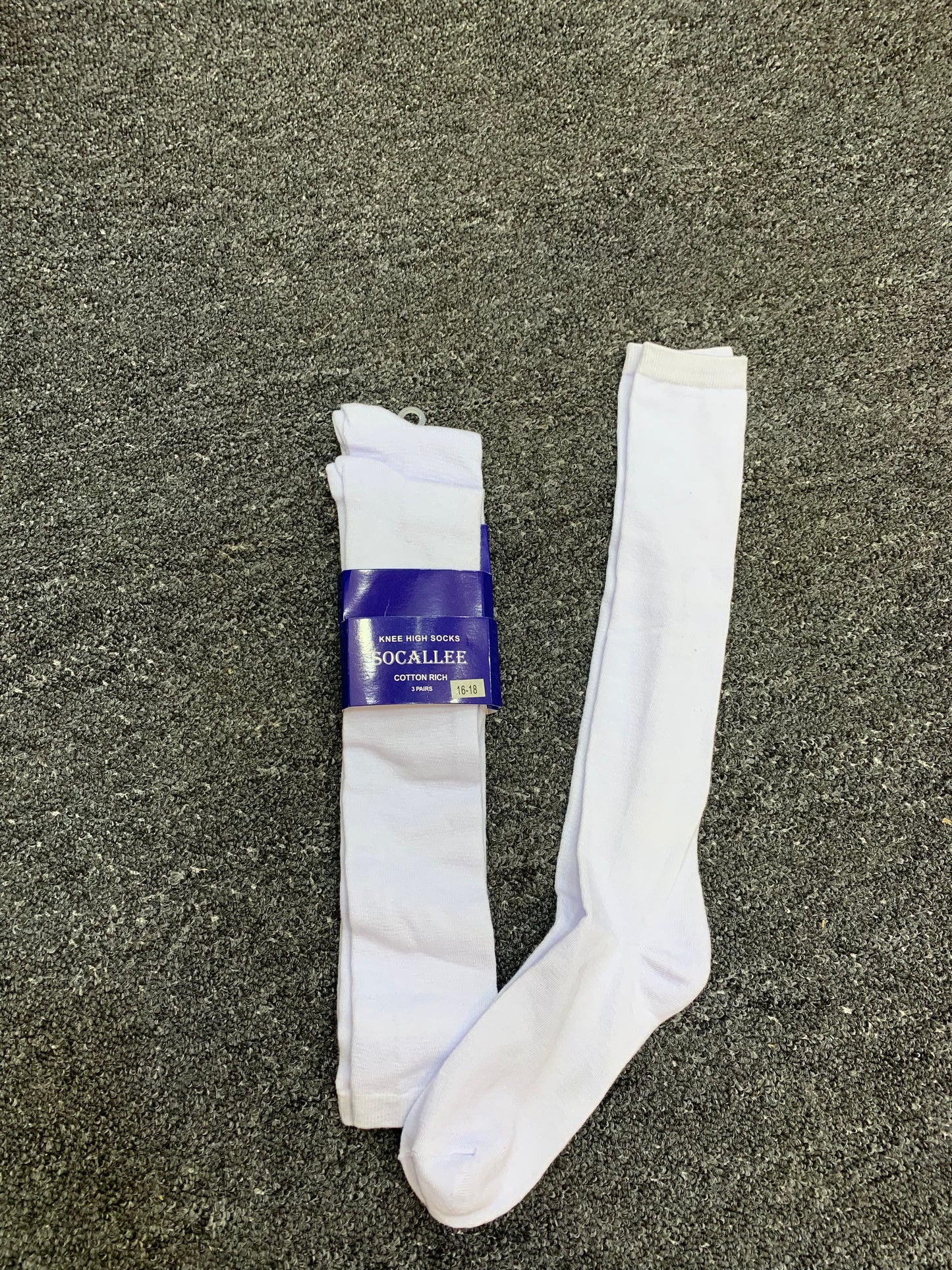 SOCALLEE KNEE HIGH SOCKS (WHITE) 3pcs