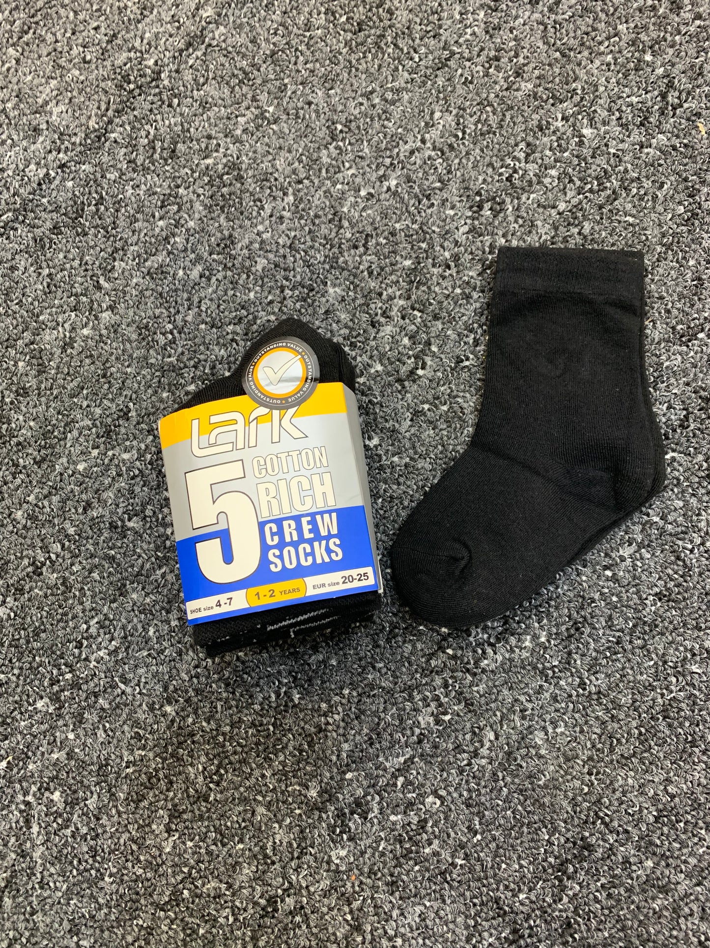 LARK COTTON RICH CREW SOCKS (BLACK)