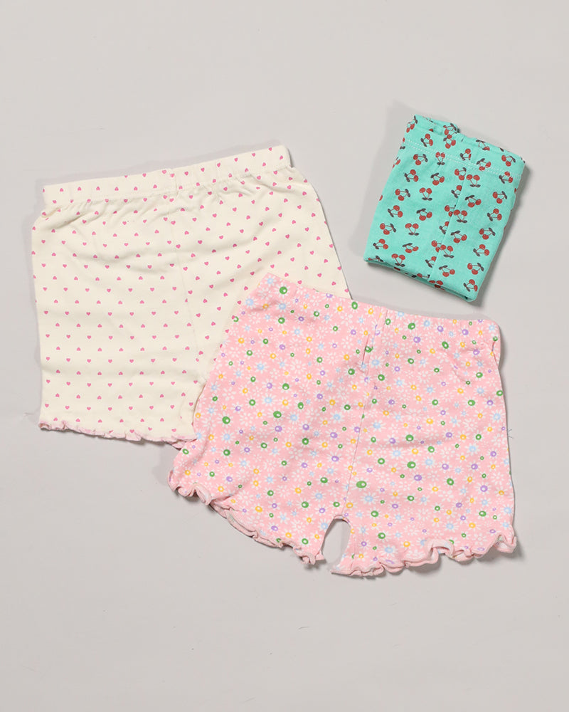 GIRLS FLOWERY SHORT 3 IN 1 PACK