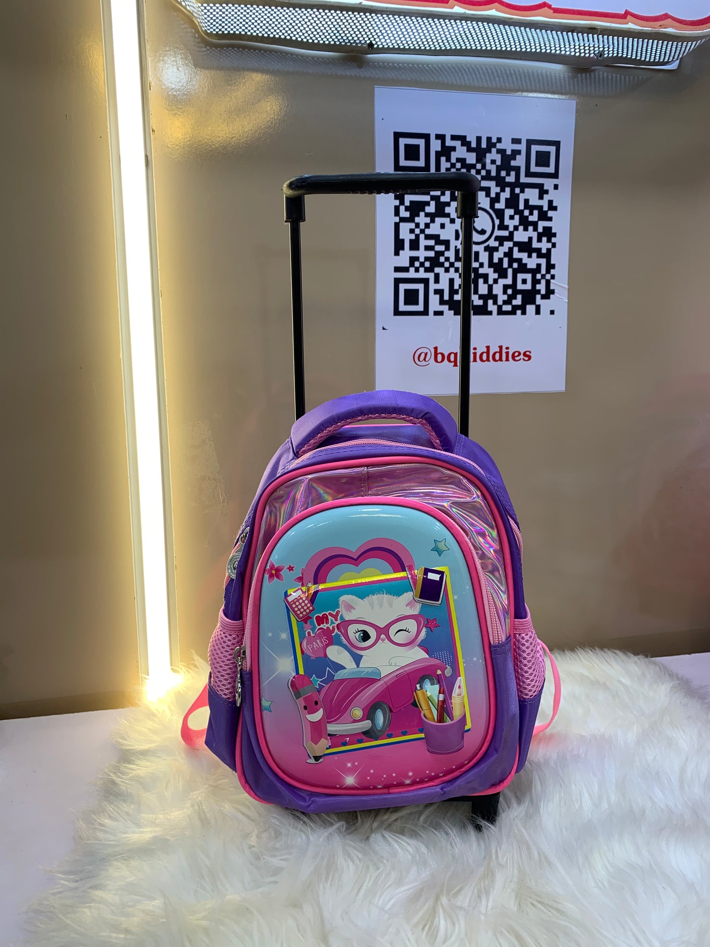 8 Inches Single Sport Trolley and back Bag Banny Princess