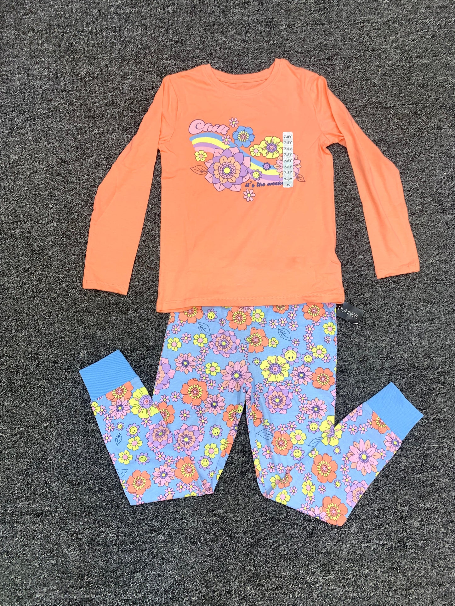 DUNNESSLEEP PYJAMA SET 2PCS SET (Chill it's the weekend)/7-8YEARS