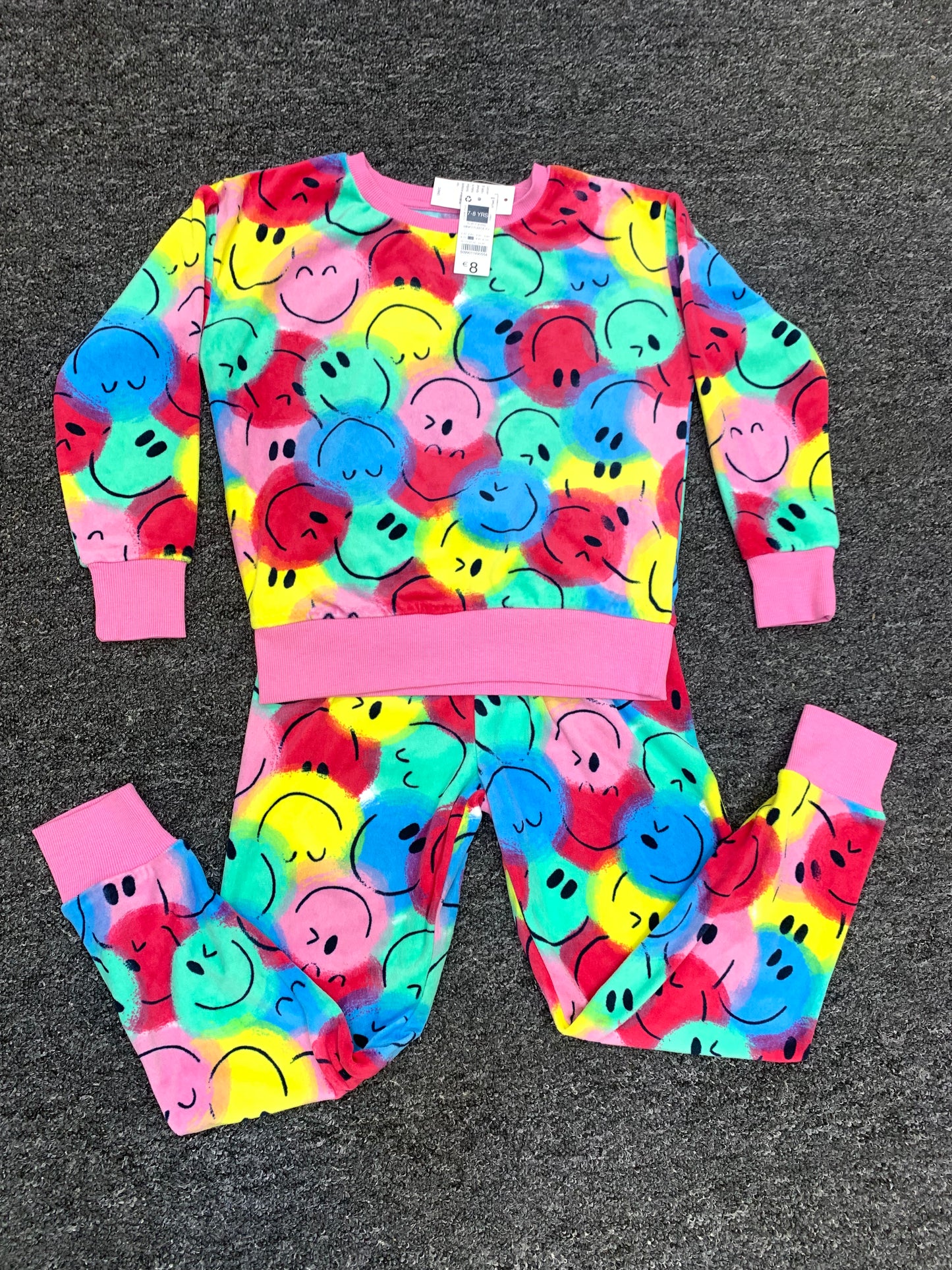 DUNNESSLEEP PYJAMA SET 2PCS SET (SMILEY MULTICOLOR)/7-8YEARS