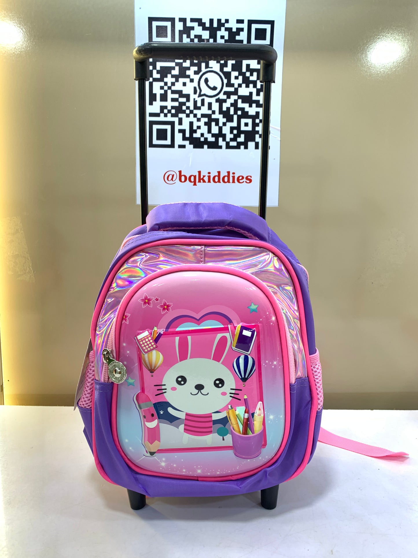 8 Inches Single Sport Trolley and back Bag Banny Princess