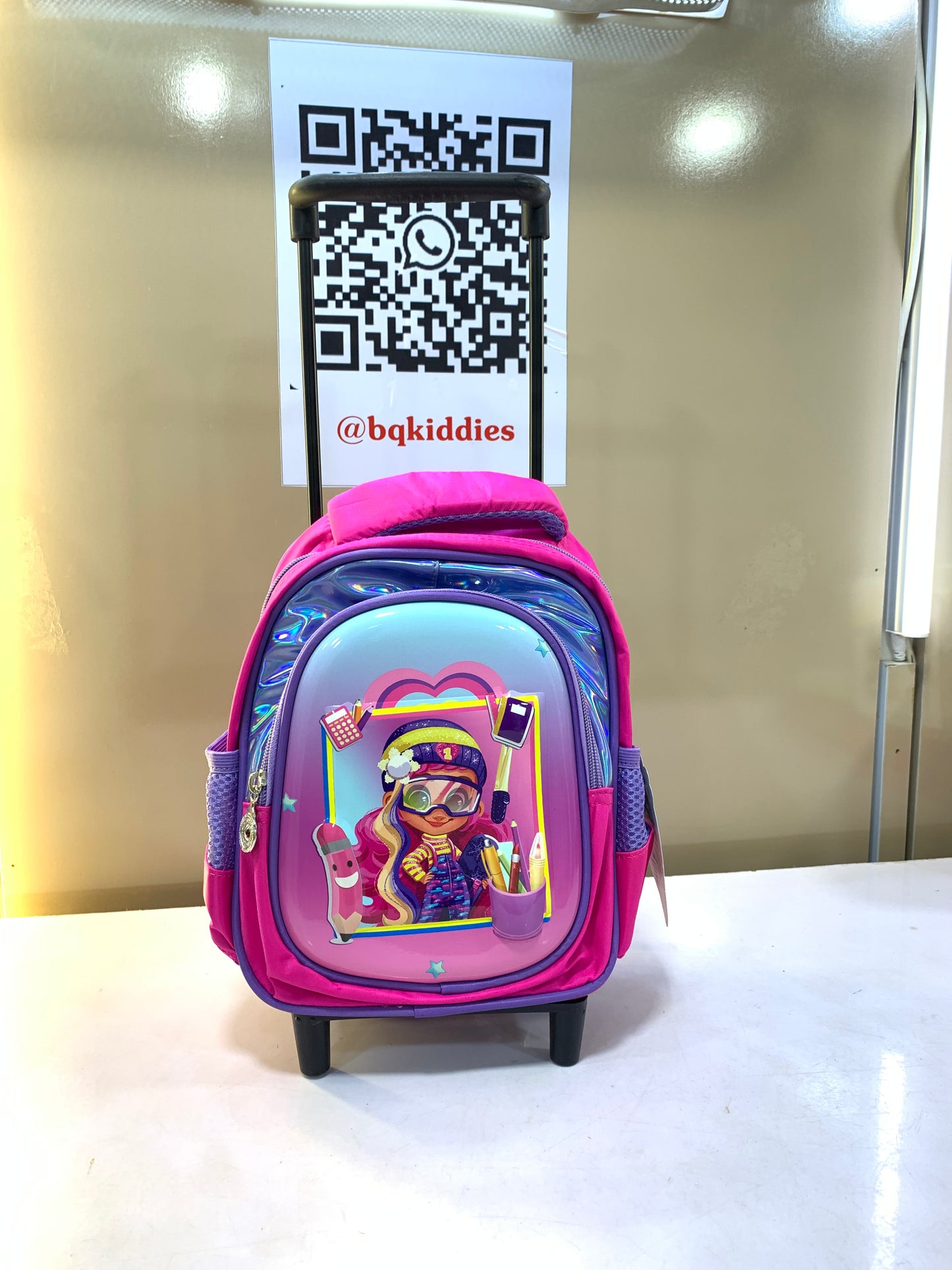 8 Inches Single Sport Trolley and back Bag Banny Princess