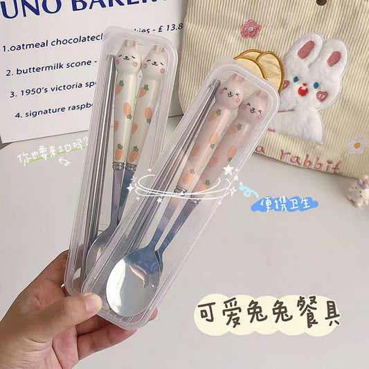 CARROT TRANSPARENT POUCH CUTLERY WITH CHOPSTICK 4YRS TILL ADULT
