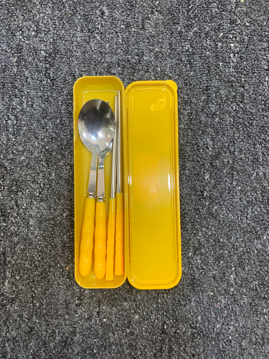 PLAIN STEEL CUTLERY WITH CHOPSTICK 4 TILL ADULT