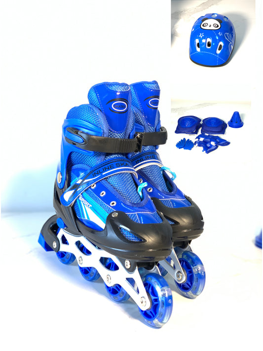 KIDS SKATING SHOE, HELMET, ELBOW WITH KNEE GUARD SET