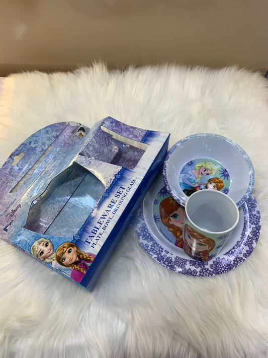 DISNEY FROZEN TABLEWARE SET(PLATE,BOWL,DRINKING GLASS)
