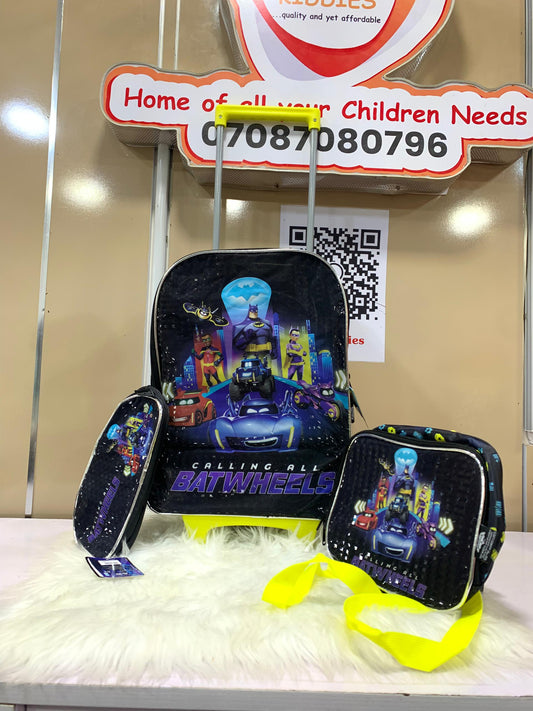 DC BATMAN BATWHEELS 16'' TROLLEY BAG SET