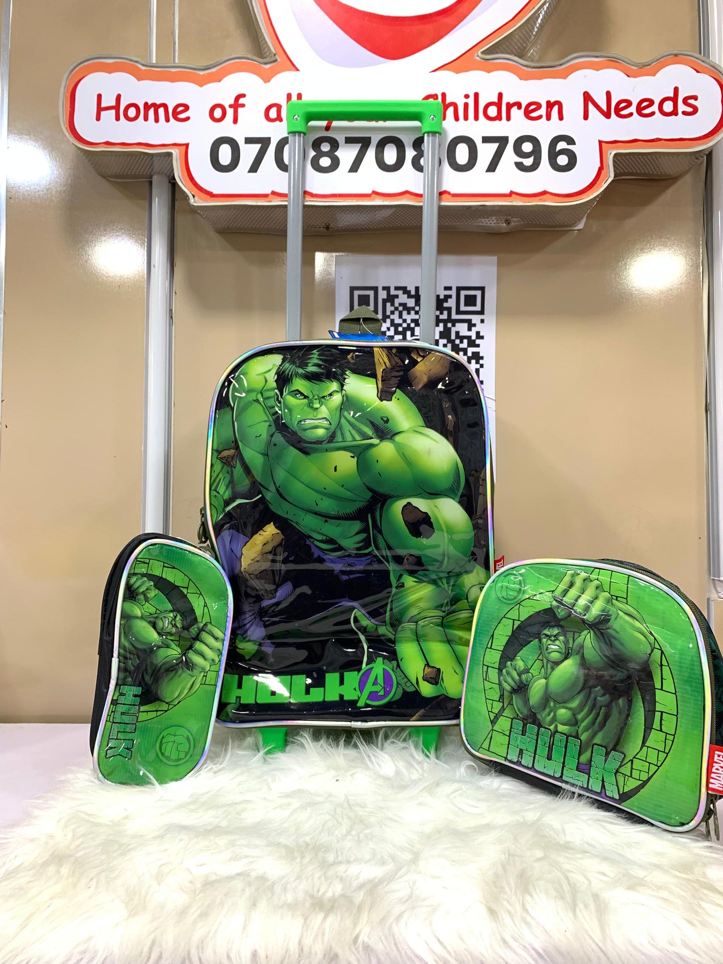 MARVEL AVENGERS HULK DESIGN 16'' TROLLEY BAG SET