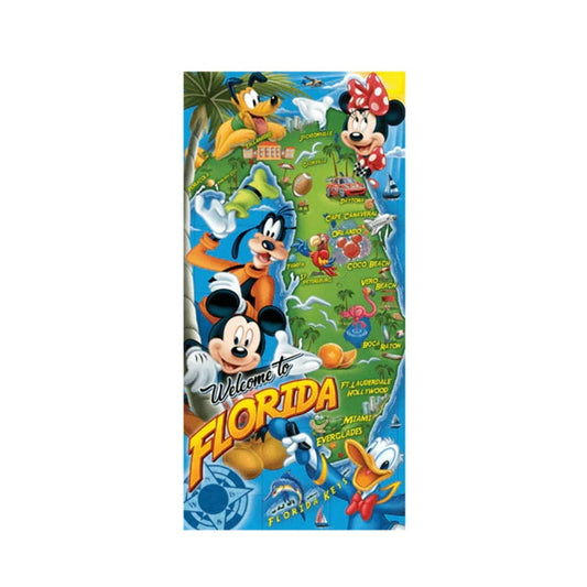 DISNEY MICKEY MOUSE & FRIENDS WELCOME TO FLORIDA TOWEL 28 x 58CM