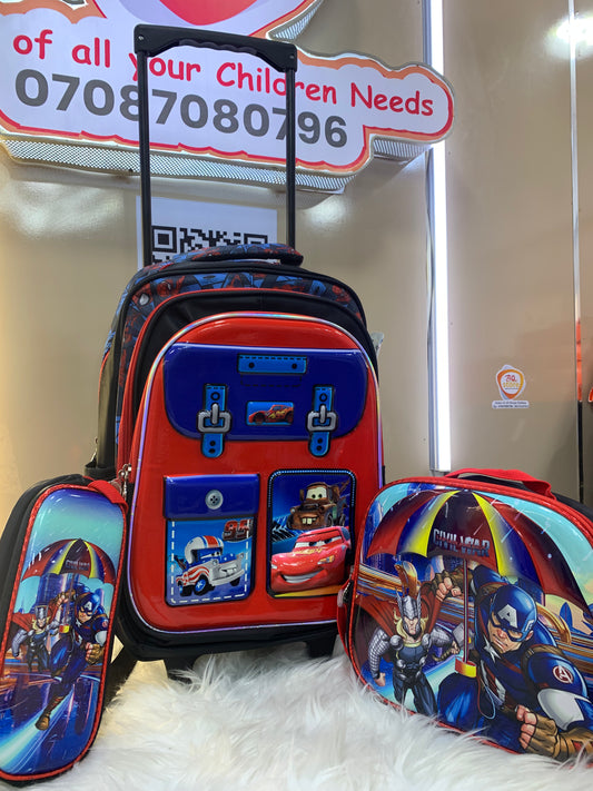 DISNEY CARS TROLLEY BAG SET 4-8YRS