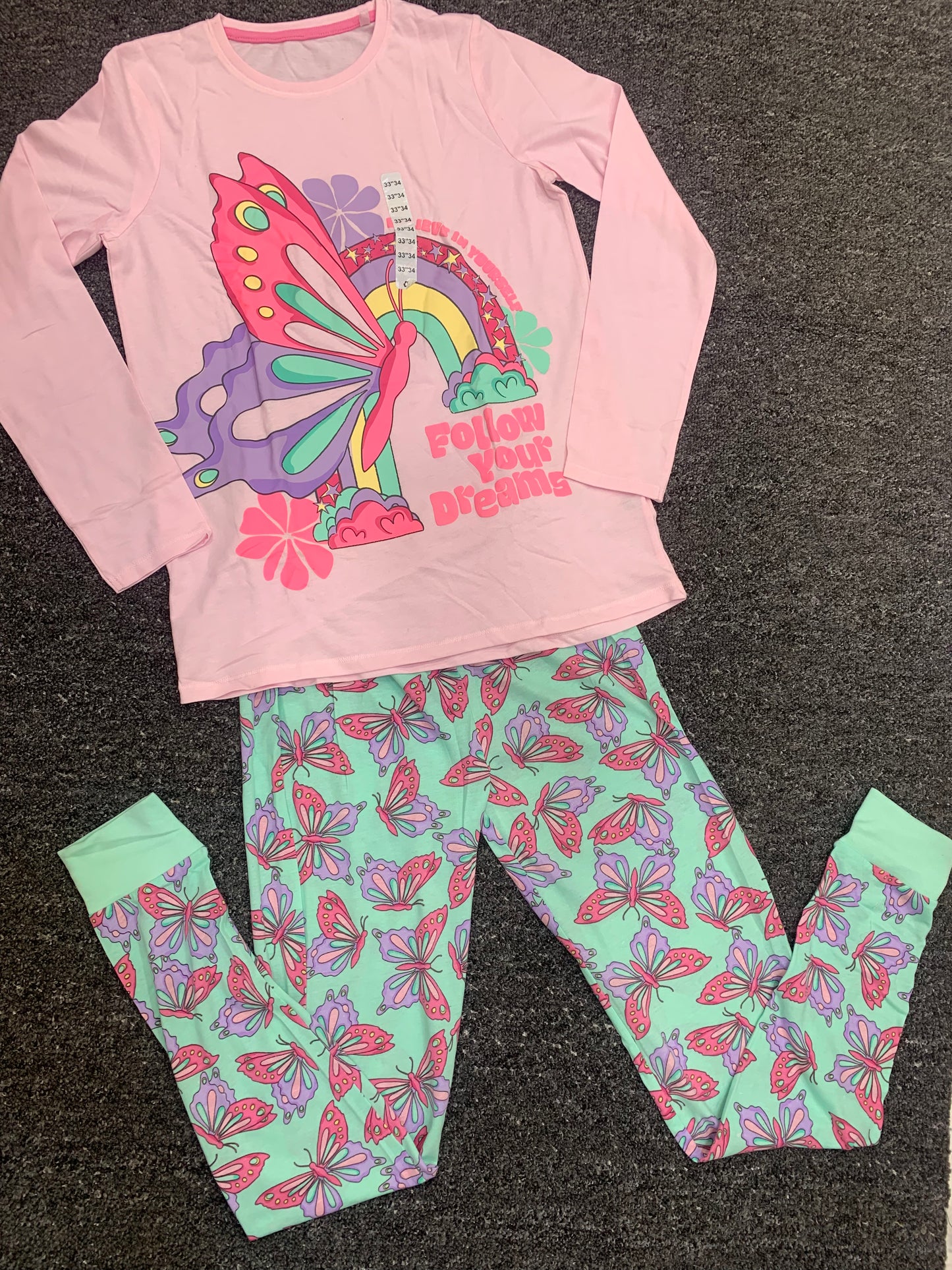 DUNNESSLEEP PYJAMA SET 2PCS SET (BUTTERFLY)/11-14YEARS