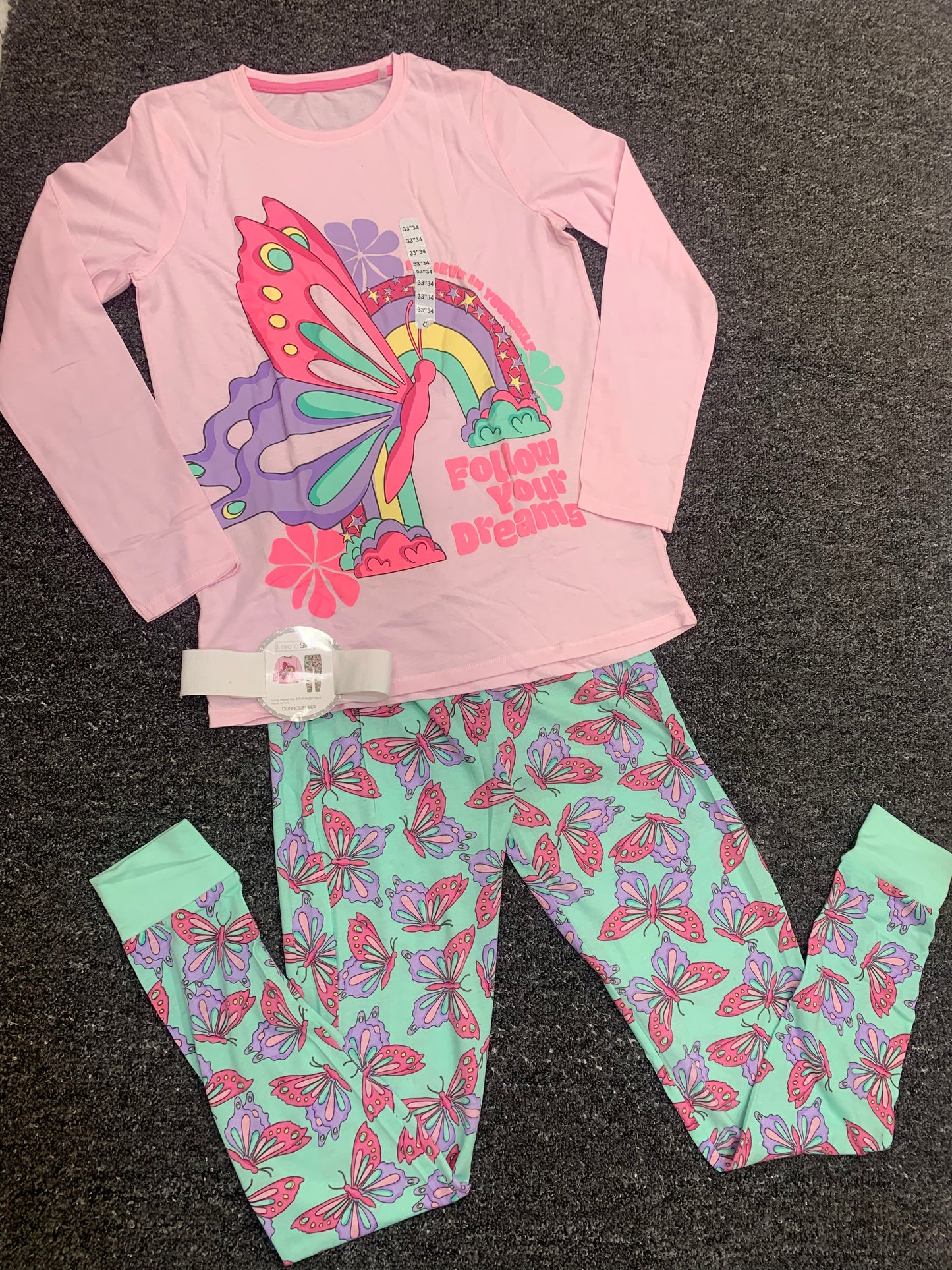 DUNNESSLEEP PYJAMA SET 2PCS SET (BUTTERFLY)/11-14YEARS