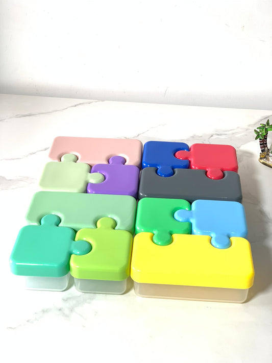PUZZLE BLOCK THEMED LUNCH SNACK BOX PLATE
