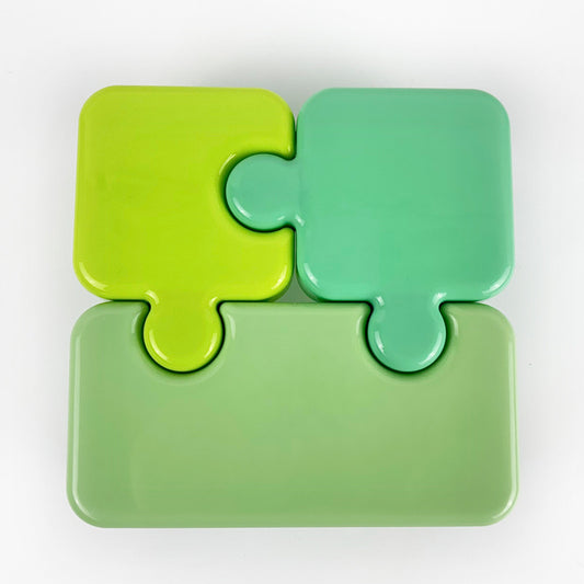 PUZZLE BLOCK THEMED LUNCH SNACK BOX PLATE