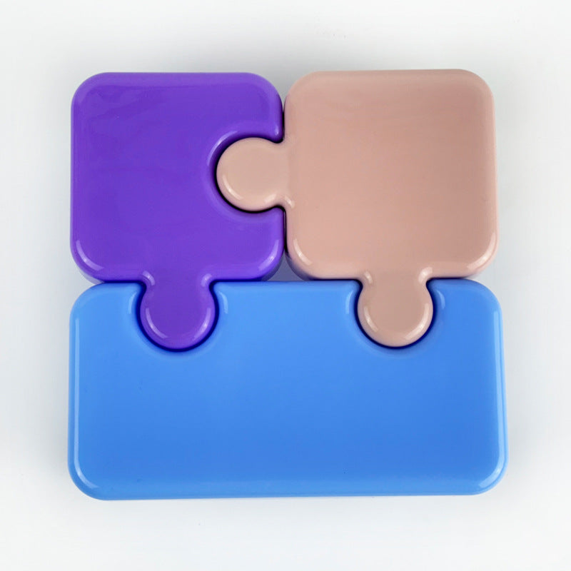PUZZLE BLOCK THEMED LUNCH SNACK BOX PLATE
