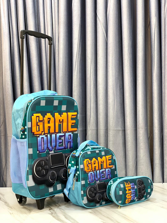 ATENCAO GAME OVER TROLLEY BAG SET 4-7YRS