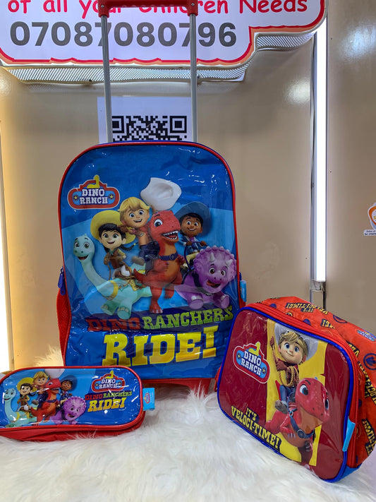 DINO RANCH KIDS TROLLEY BAG SET 4-7yrs
