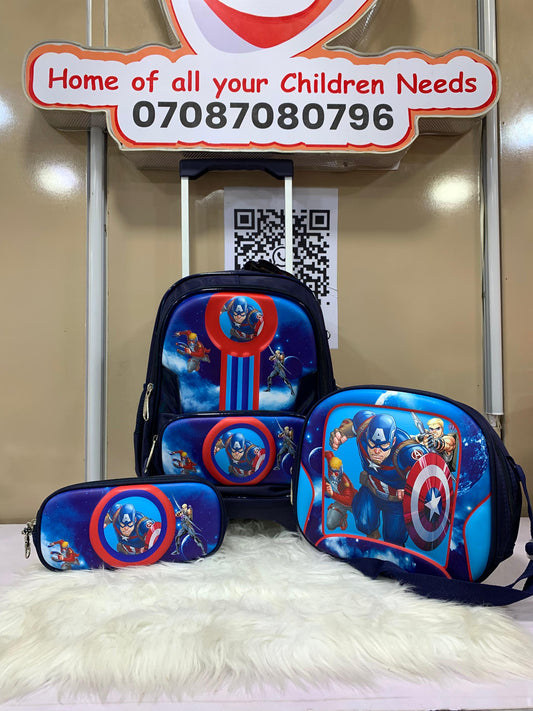 MARVEL CAPTAIN AMERICA TROLLEY BAG SET 3-6YRS